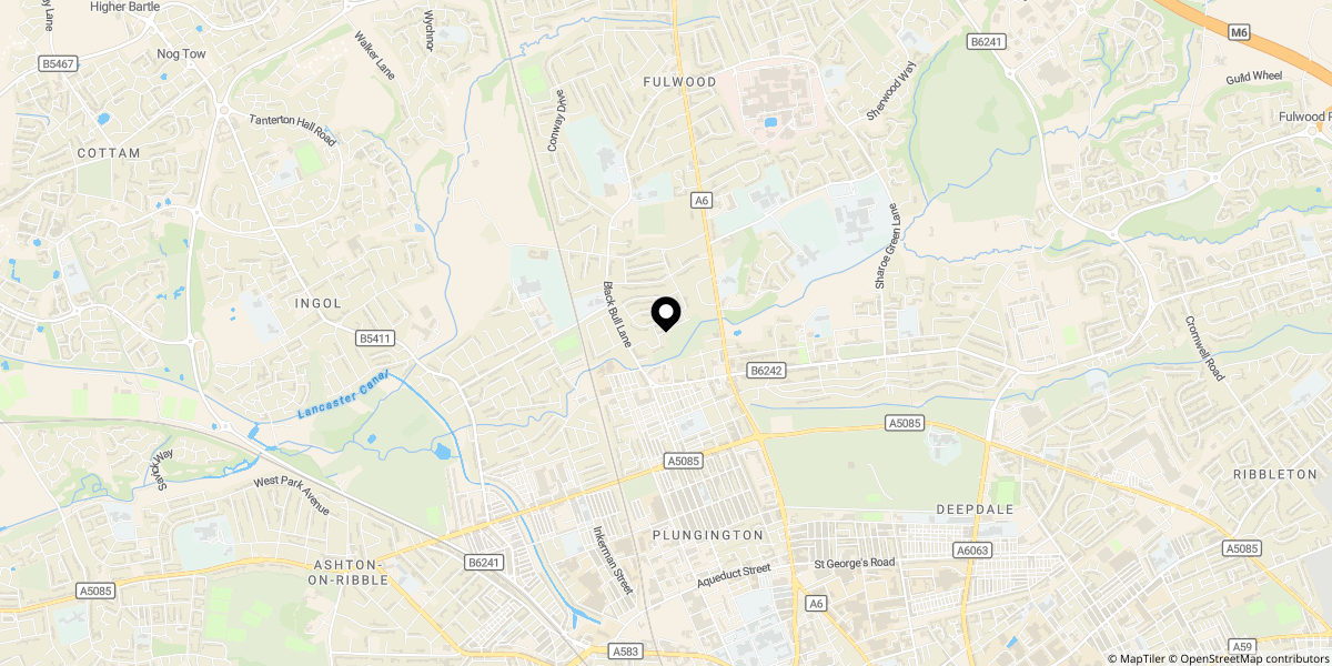 Approximate location of Derby Road, Fulwood, Preston, PR2 8JJ