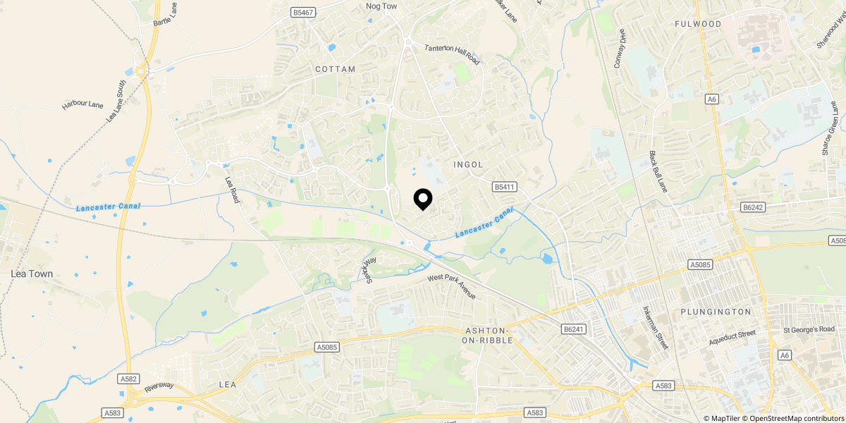 Approximate location of Starlng Drive, Ingol, Preston, PR2 3EF