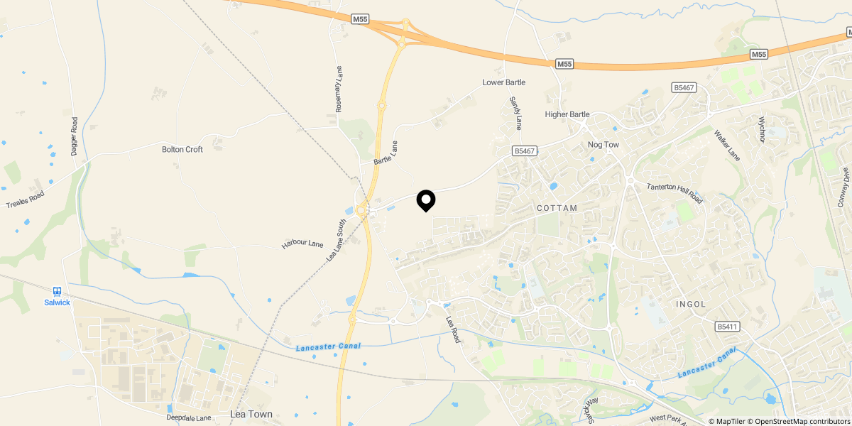 Approximate location of Maxy House Road, Cottam, Preston, PR4 0XY