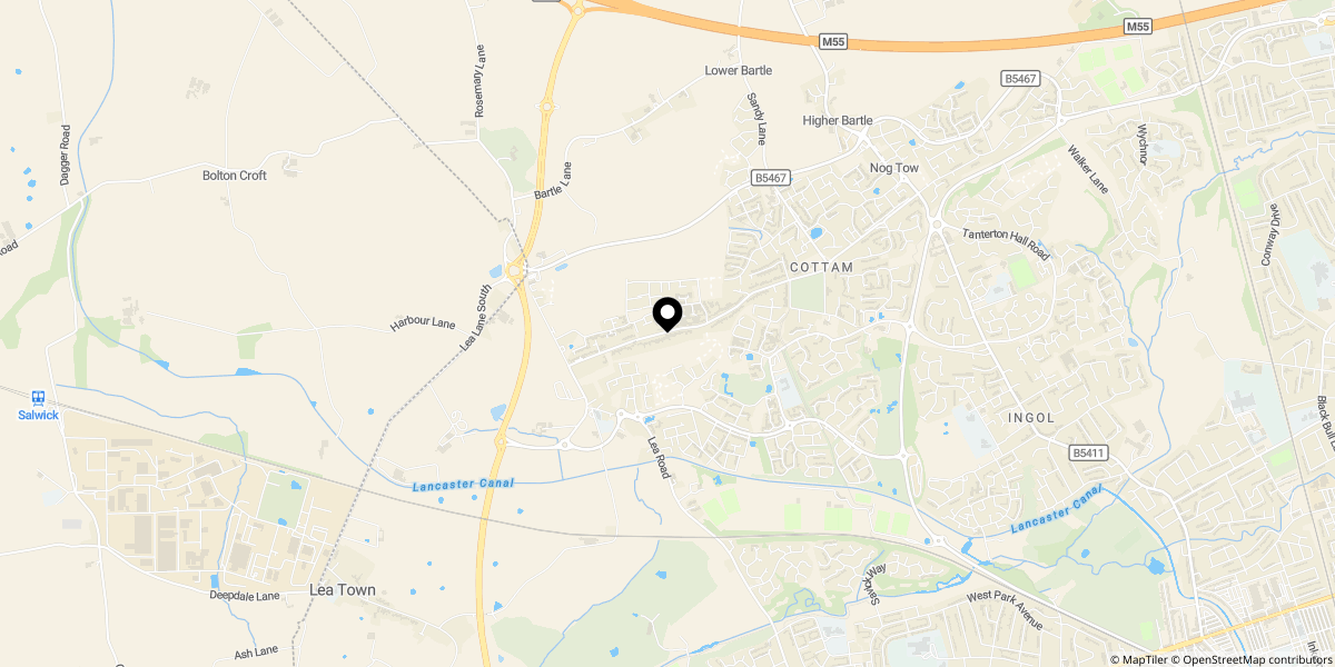 Approximate location of Redwood Drive, Cottam, Preston, PR4 0EX