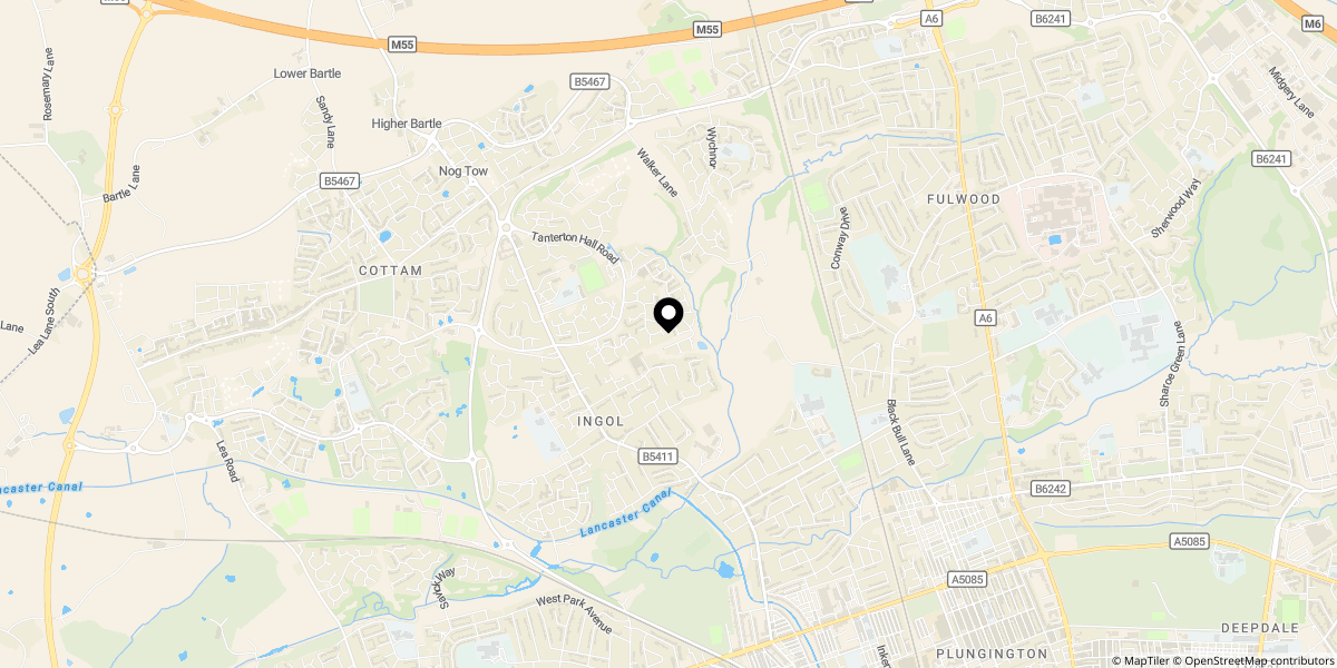 Approximate location of Higher Greenfield, Ingol, Preston, PR2 3ZX