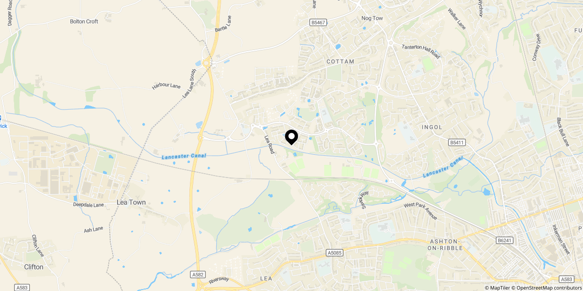 Approximate location of Birch Tree Way, Cottam, Preston, PR4 0EP