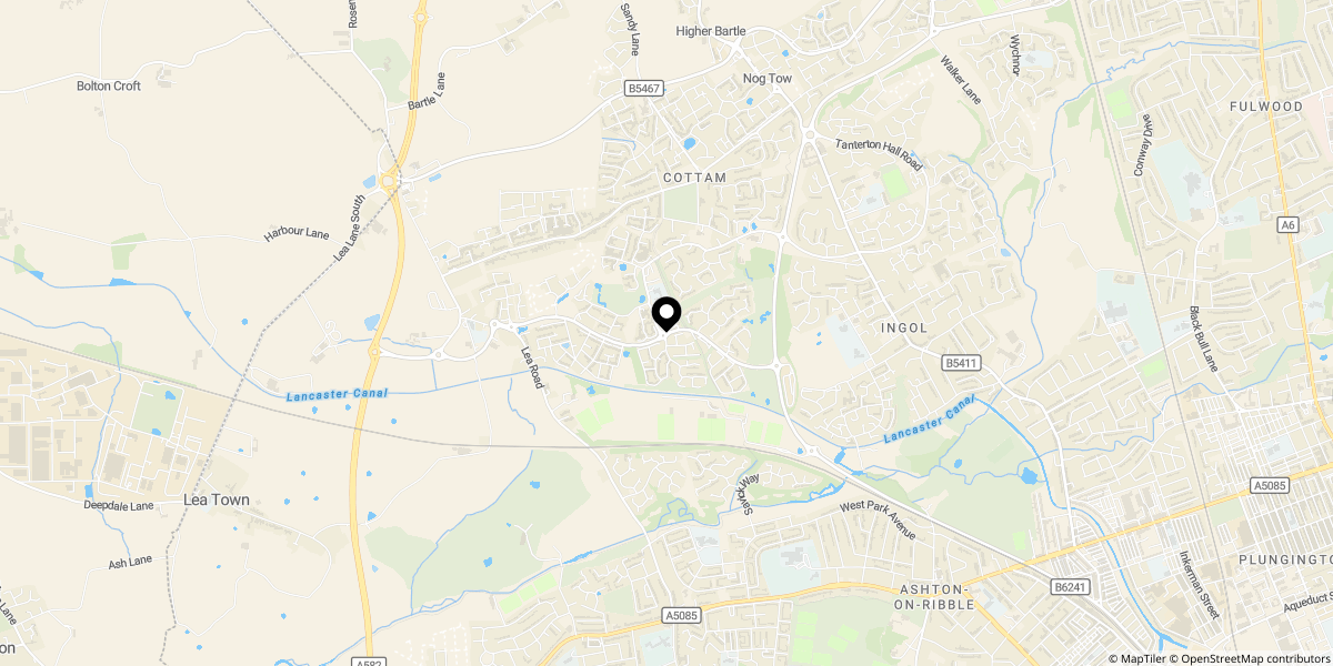Approximate location of Greenfinch Avenue, Cottam, Preston, PR4 0PF